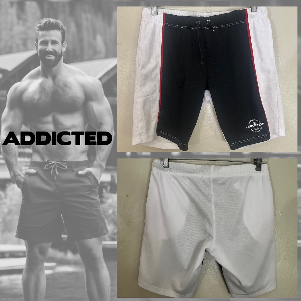 Addicted Athletic Shorts Large runs small 34-36 waist 8.5 inseam 100% polyester